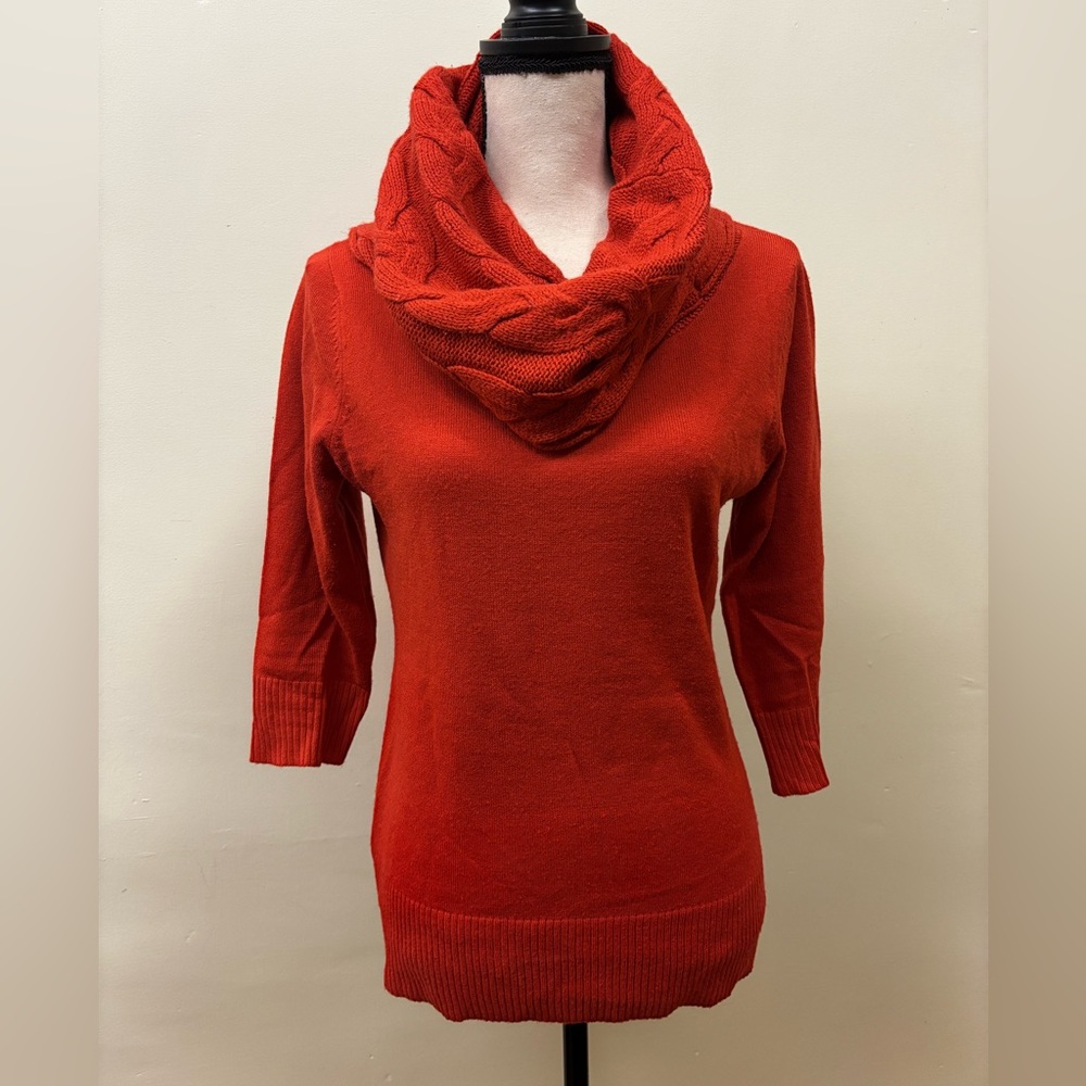 New York & Company Orange Cowl Neck Sweater